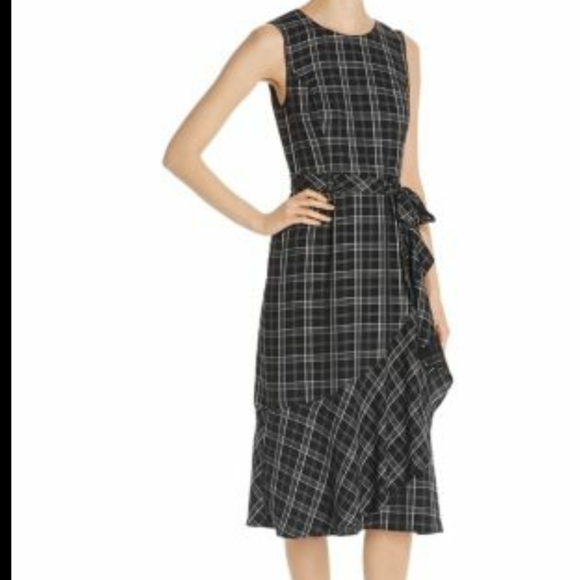 ♠️3xHost Pick♠️ New Calvin Klein Black and White Plaid Dress w/Tie - Picture 8 of 8